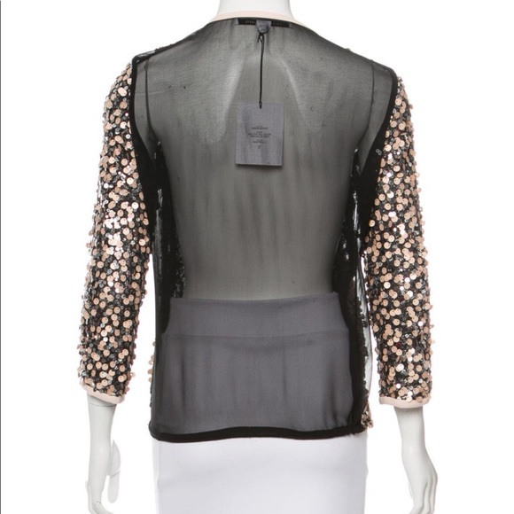 DVF Silk and sequined draw string top. - Picture 3 of 3